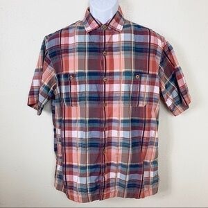 Caribbean Men’s Shirt plaid multicolored Red sz M
